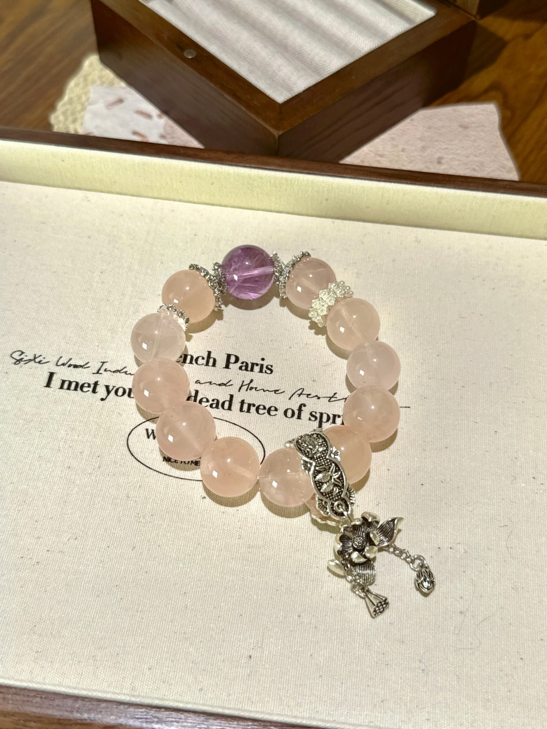 Big Rose Quartz & Amethyst Bracelet · Pink Violet