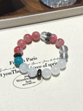 Rhodonite, Clear Quartz & White Phantom Bracelet – natural crystal bracelet by JINGLUNA