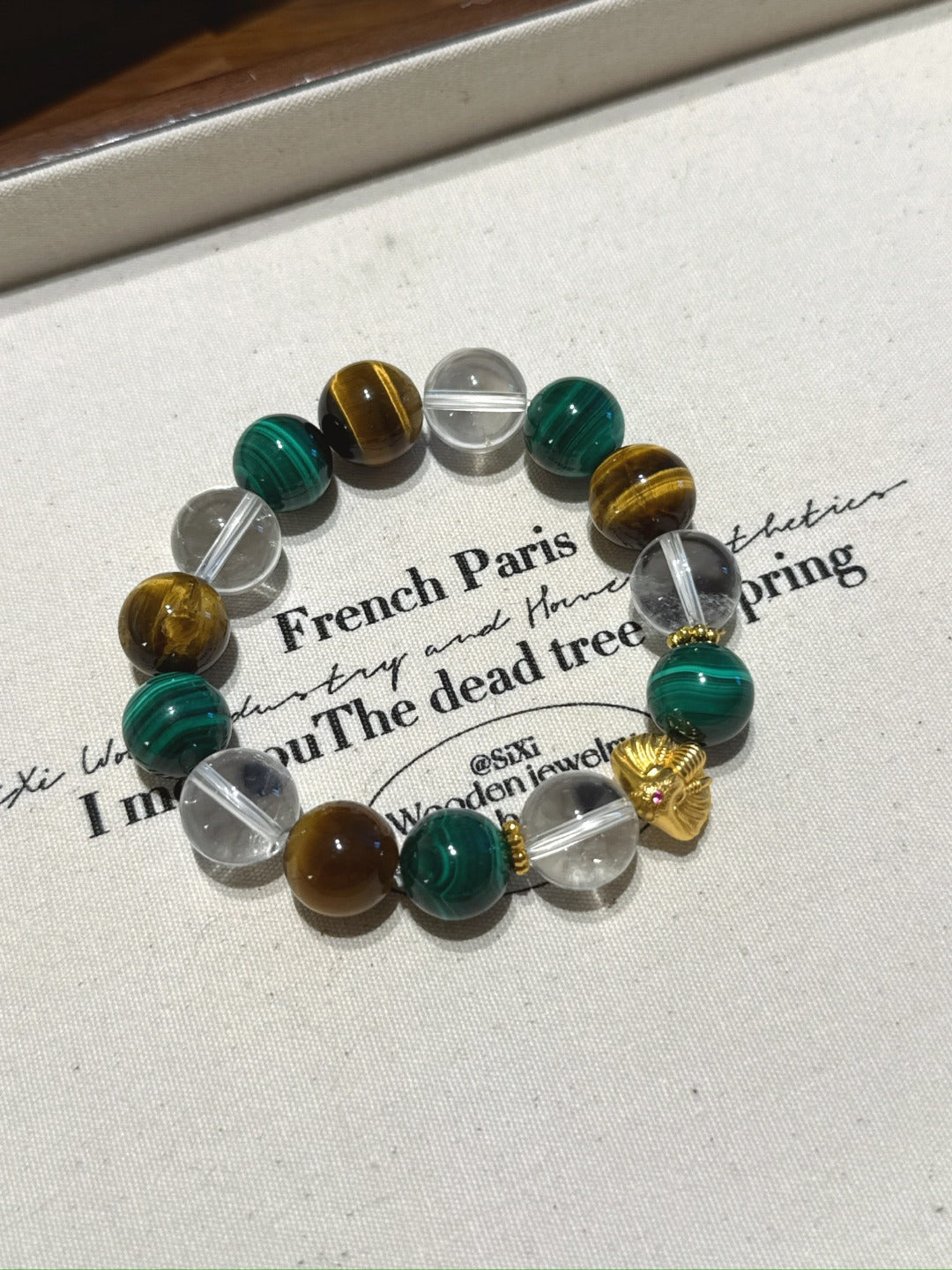 Malachite & Tiger's Eye Ganesha Bracelet – natural crystal bracelet by JINGLUNA