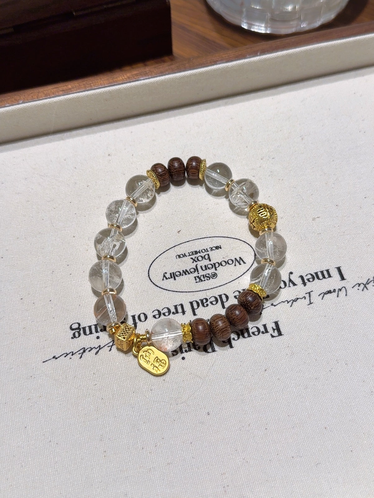 Clear Quartz & Agarwood Bracelet – natural crystal bracelet by JINGLUNA