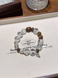 White Phantom, Clear Quartz & Agarwood Bracelet – natural crystal bracelet by JINGLUNA