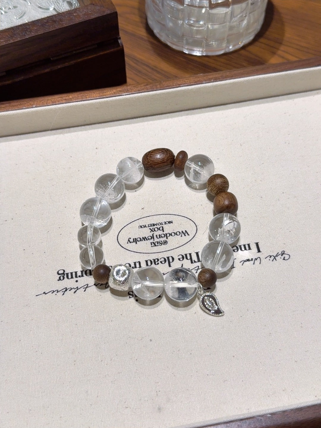 White Phantom, Clear Quartz & Agarwood Bracelet – natural crystal bracelet by JINGLUNA