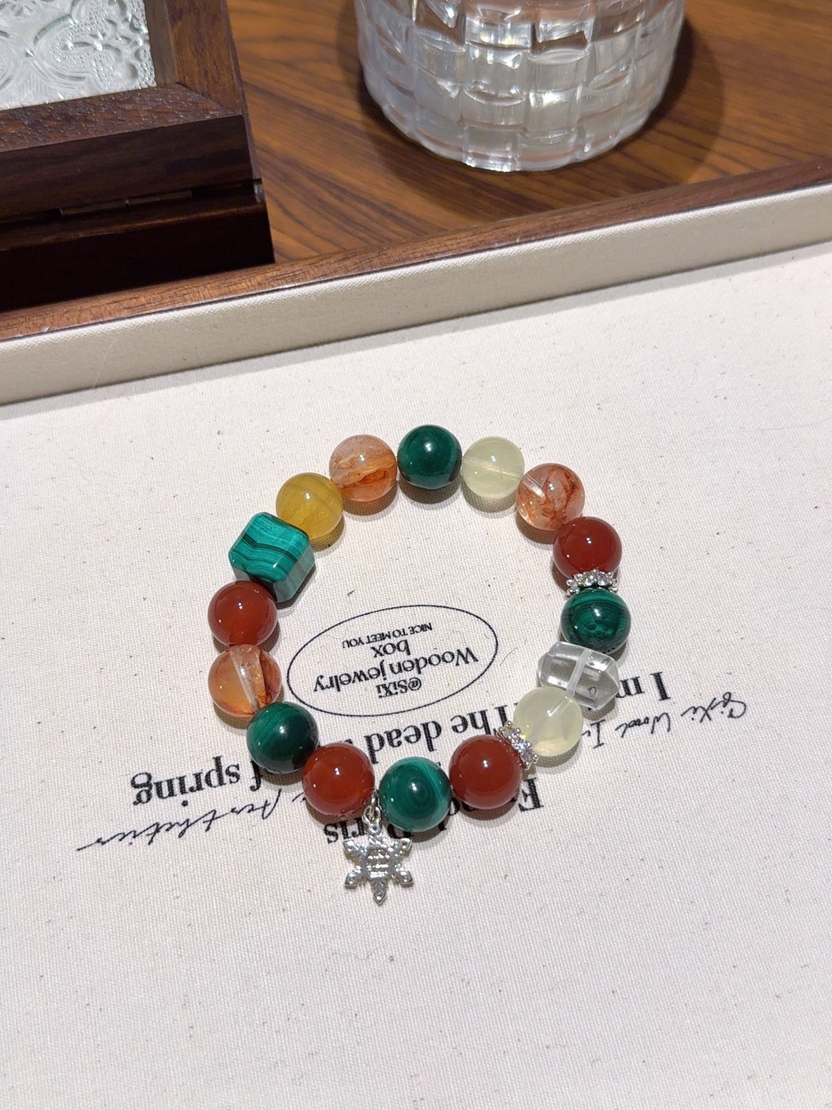 Malachite & Hematoid Quartz Gemstone Mix – natural crystal bracelet by JINGLUNA