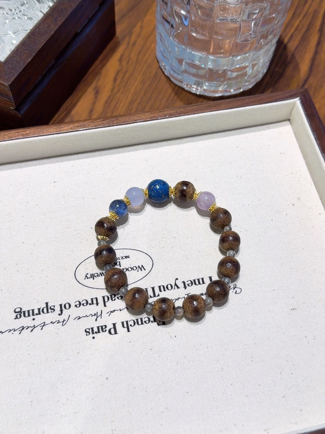 Agarwood, Amethyst & Blue Lacquer Bracelet – natural crystal bracelet by JINGLUNA