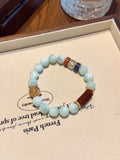Angelite & Red Quartz Point Bracelet – natural crystal bracelet by JINGLUNA