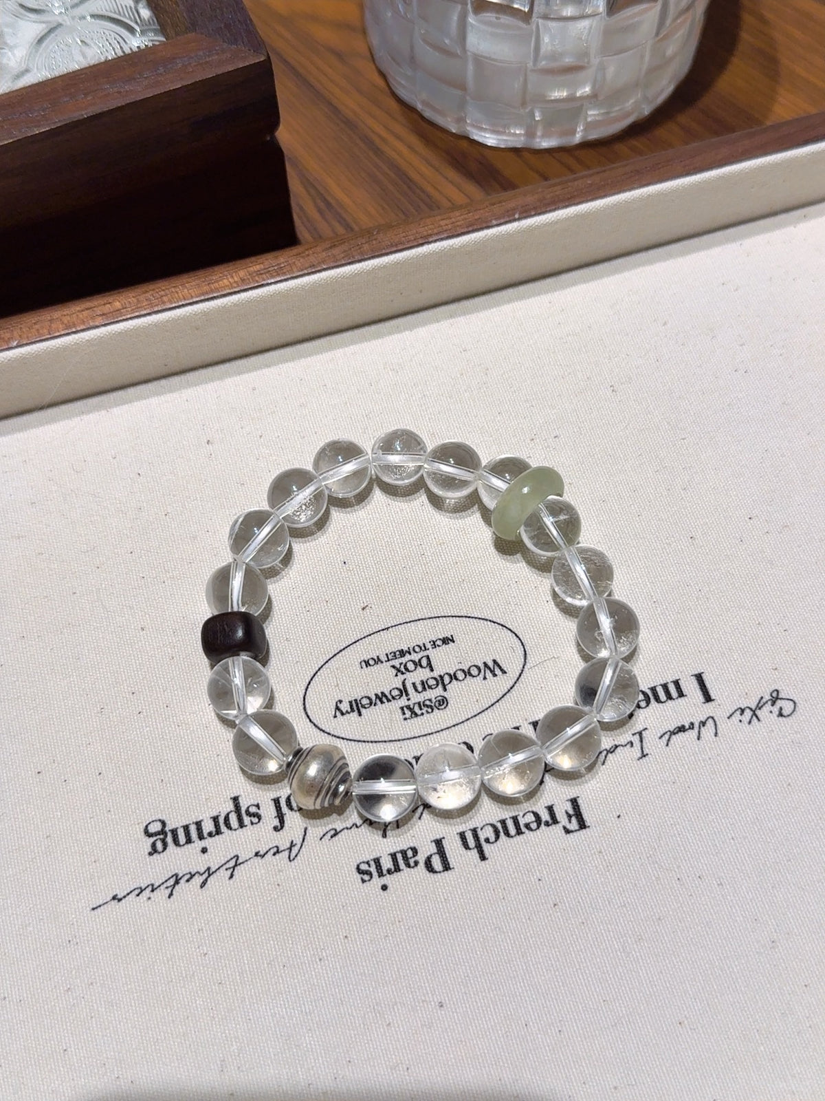 Clear Quartz & Hetian Jade Ring Bracelet – natural crystal bracelet by JINGLUNA