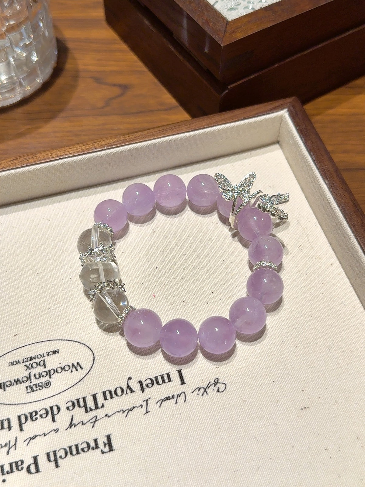 Lavender Amethyst & Clear Double Point Bracelet · Starlit Mist