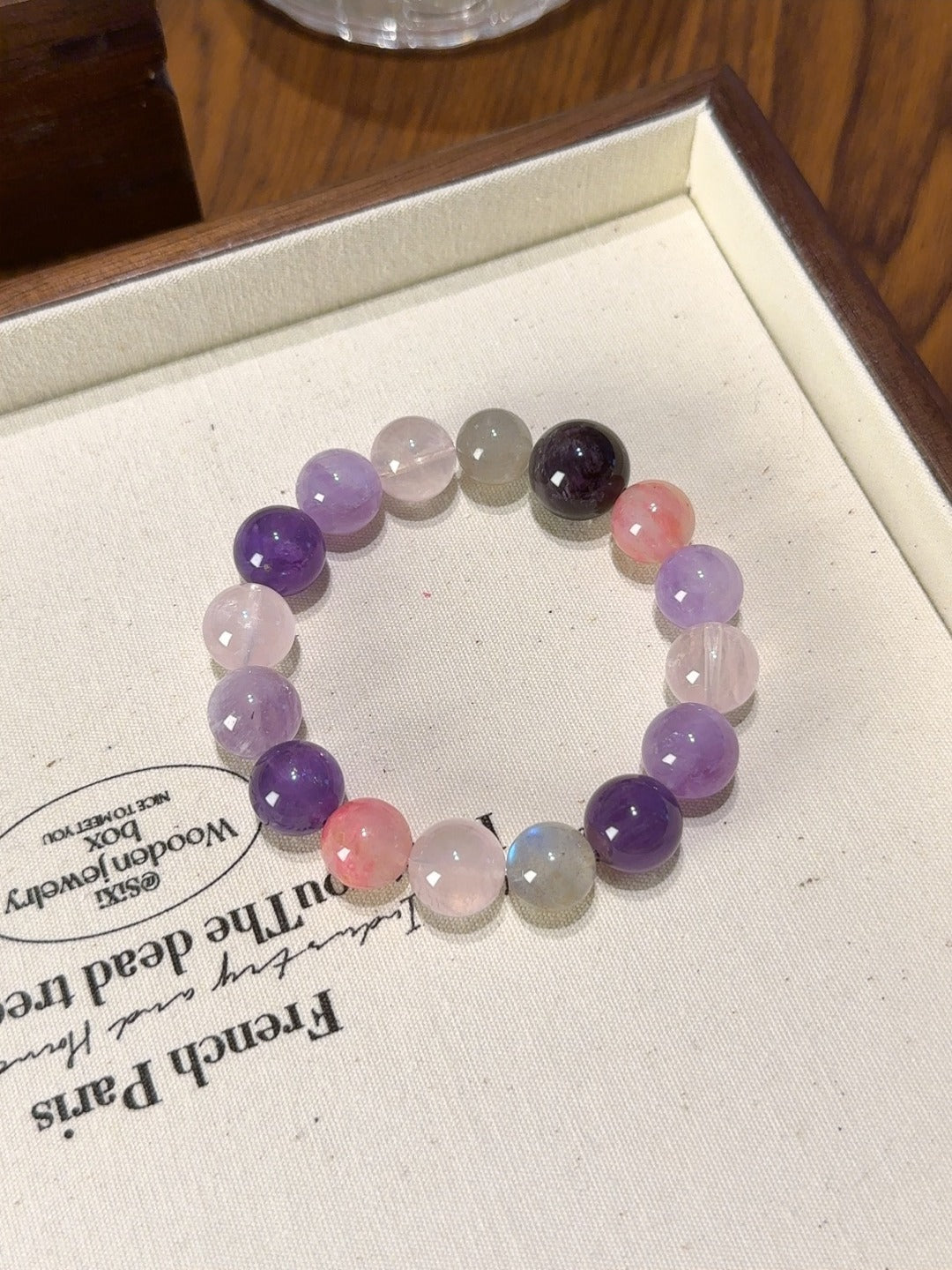Amethyst, Rose Quartz & Rhodonite Bracelet · Soft Balance