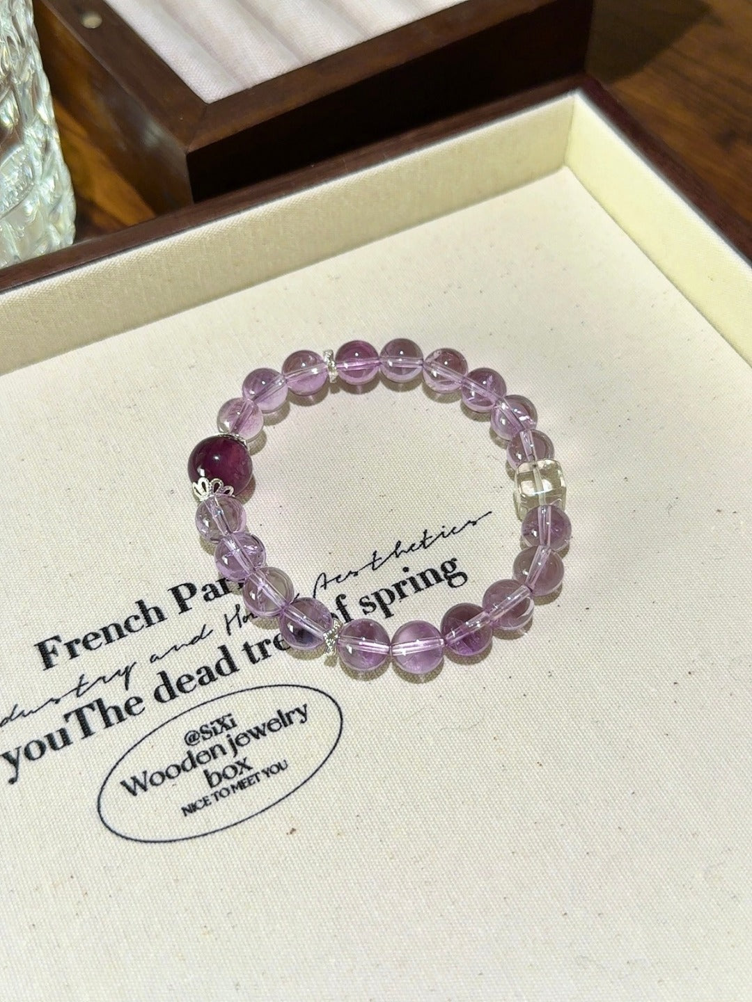 Amethyst & Lepidolite Cube Bracelet · Sparkle Calm