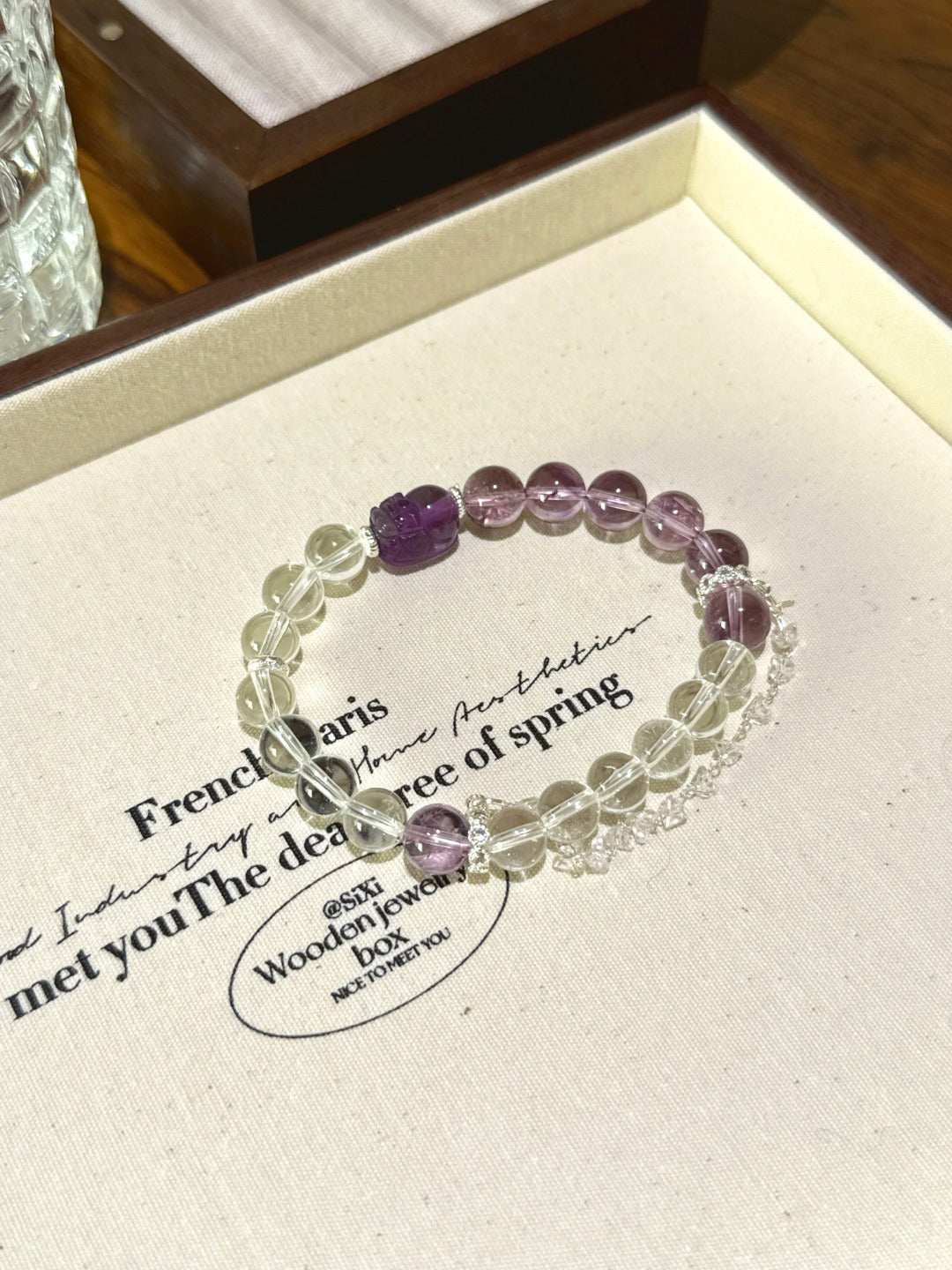 Amethyst & Clear Quartz Pixiu Bracelet · Lucky Keeper