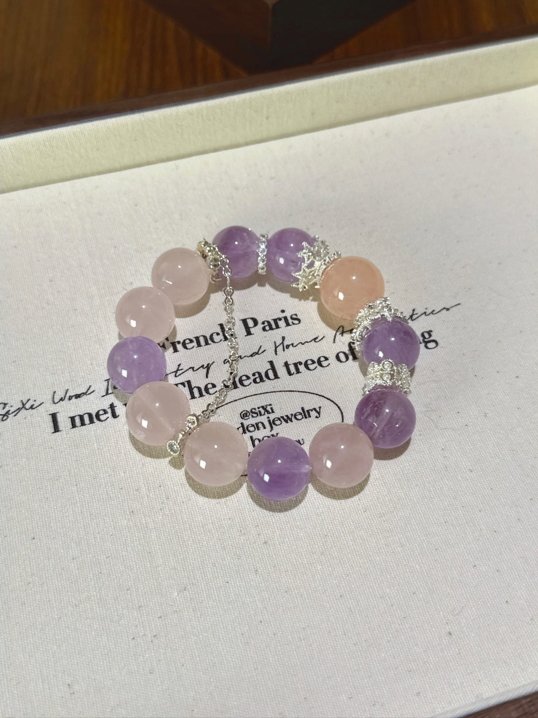Big Rose Quartz & Amethyst Bracelet · Dreamy Garden
