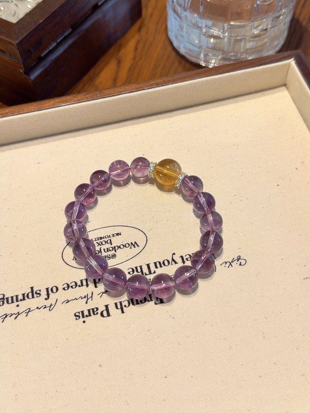 Amethyst & Citrine Centerpiece Bracelet · Warm Lamp