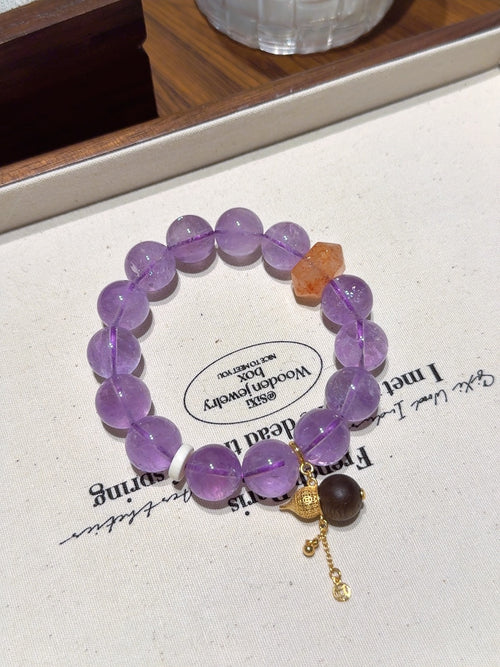 Amethyst & Agarwood Gourd Bracelet