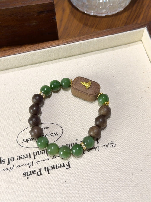 Agarwood & Green Jade Bracelet