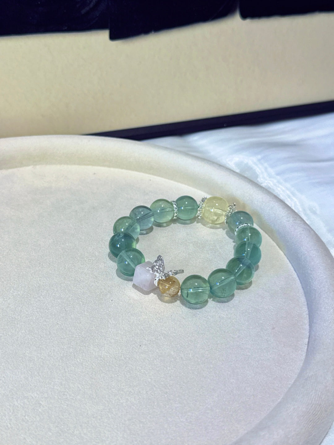 Green Fluorite & Citrine Bracelet – natural crystal bracelet by JINGLUNA