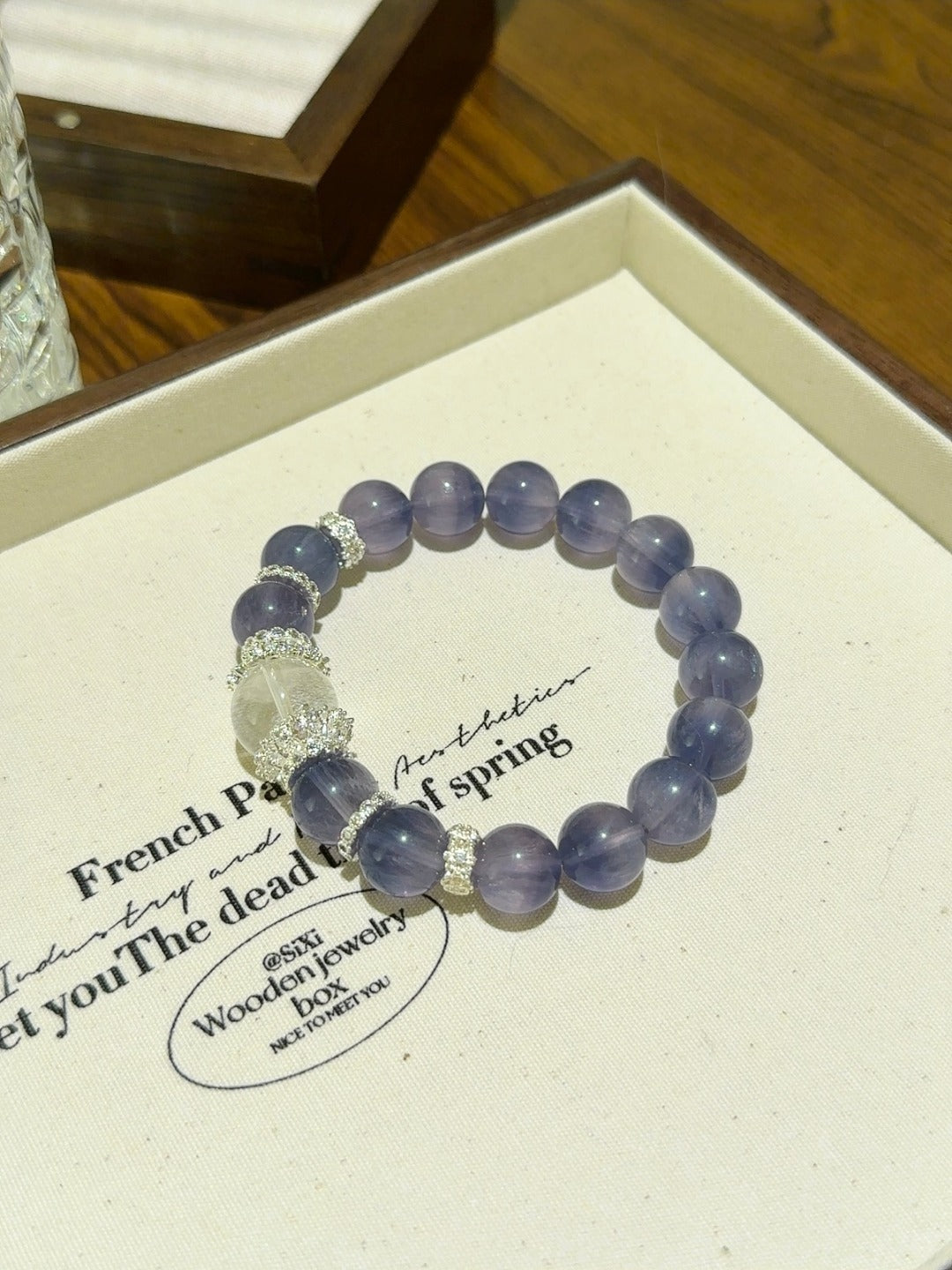 Silk Fluorite & White Phantom Bracelet – natural crystal bracelet by JINGLUNA
