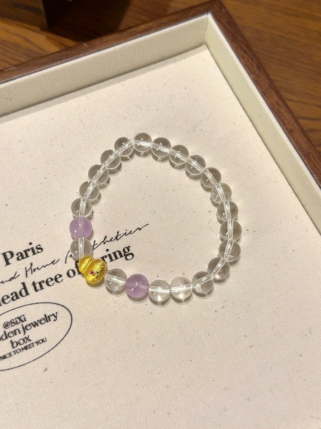 Clear Quartz & Amethyst Gourd Bracelet – natural crystal bracelet by JINGLUNA