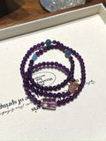 Amethyst, Aquamarine & Rose Quartz Triple Wrap – natural crystal bracelet by JINGLUNA