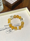 Golden Hematoid Quartz & Clear Quartz Bracelet – natural crystal bracelet by JINGLUNA