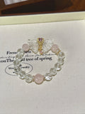 Clear Quartz & Rose Quartz Angel Wing Bracelet – natural crystal bracelet by JINGLUNA