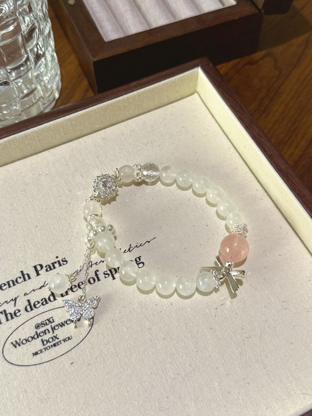 Blue Moonstone & Rose Quartz Bracelet – natural crystal bracelet by JINGLUNA