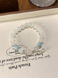 Blue Moonstone, Aquamarine & White Agate Bunny Bracelet – natural crystal bracelet by JINGLUNA