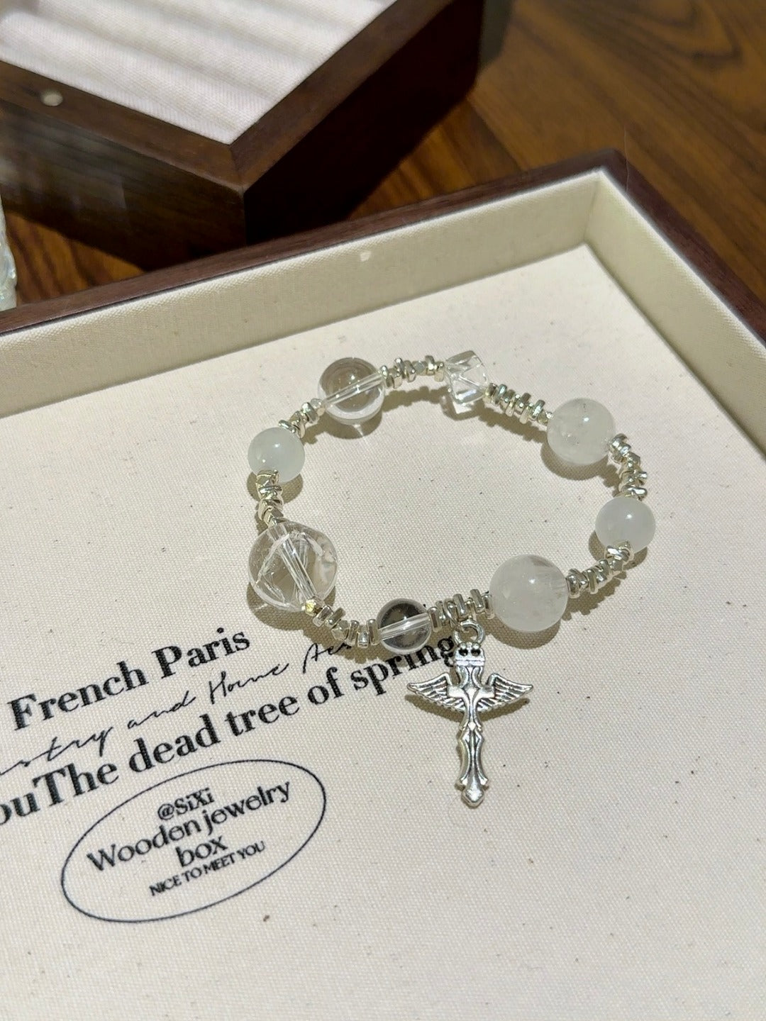 White Phantom, Azeztulite & Blue Moonstone Bracelet – natural crystal bracelet by JINGLUNA