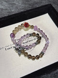 Amethyst & Smoky Quartz Rose Bracelet · Gentle Strength