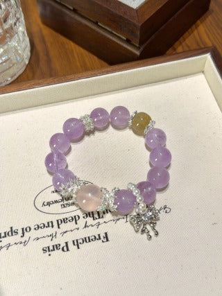 Amethyst, Golden Rutile & Rose Quartz Bracelet · Balance & Luck