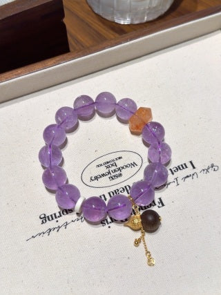 Amethyst & Agarwood Gourd Bracelet · Fortune & Calm